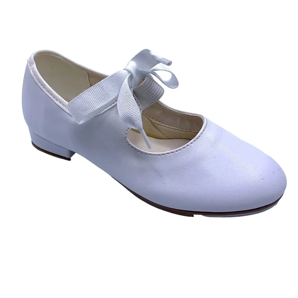 So Danca White Valiant Vegan Tyette Tap 11.5 Shoes Elastic Snaps Dance Recital